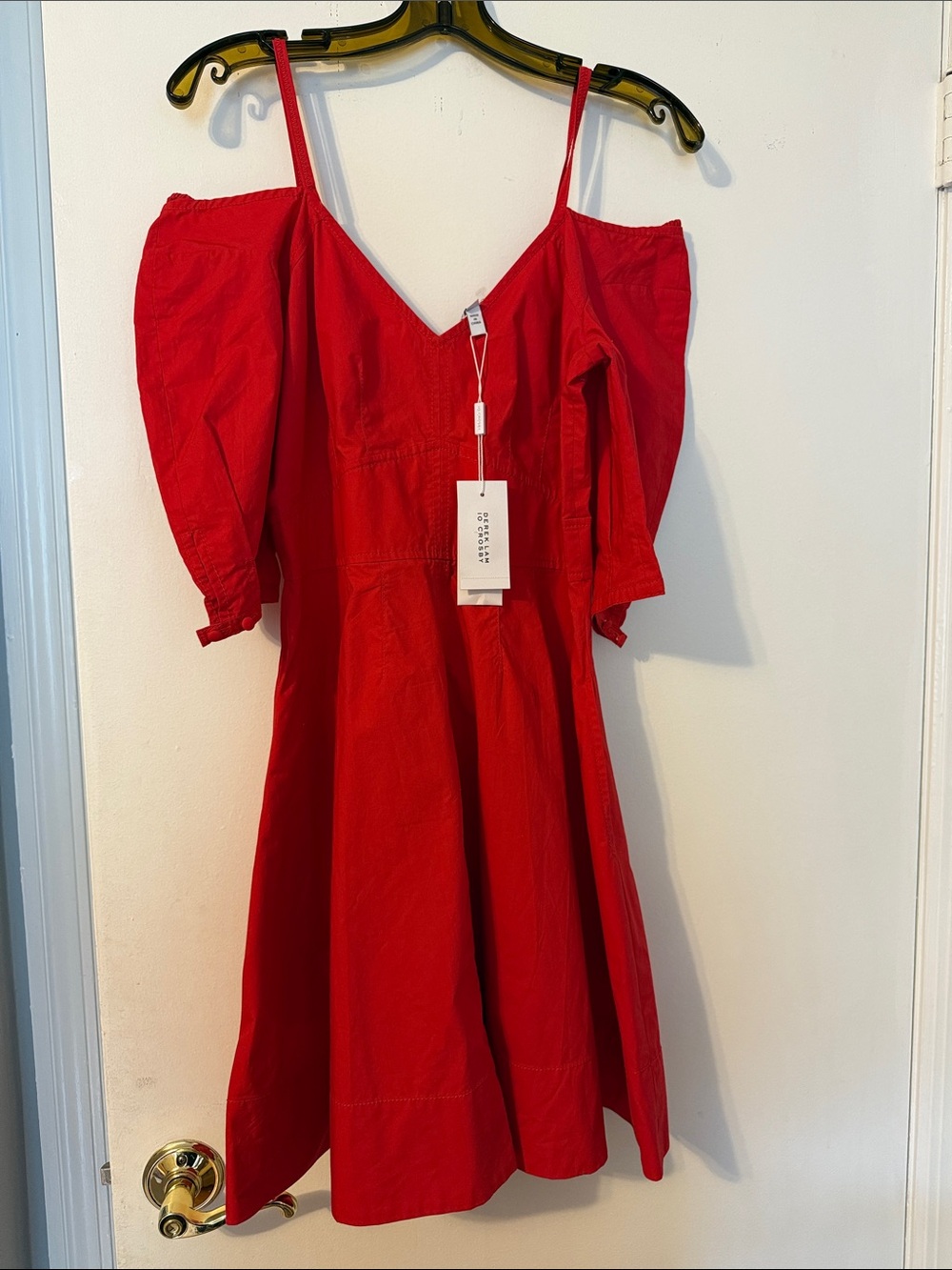 10 Crosby Derek Lam Bright Red Off-Shoulder V-Neck Dress